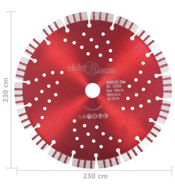 Disque de coupe diamanté avec turbo et trous Acier 230 mm