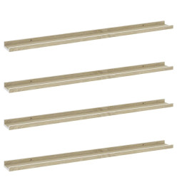 Étagères murales 4 pcs blanc et chêne sonoma 100x9x3 cm