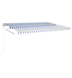 Auvent manuel rétractable avec LED 5x3,5 m Bleu et blanc