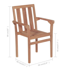Chaises de jardin empilables avec coussins 4 pcs Teck solide