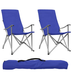 Chaises de camping pliables 2 pcs Bleu