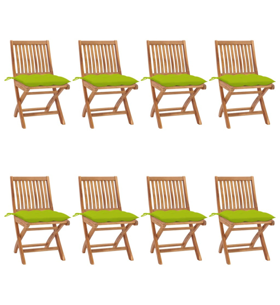 Chaises pliables de jardin avec coussins 8 pcs Teck solide Chaises pliables de jardin avec coussins 8 pcs Teck solide