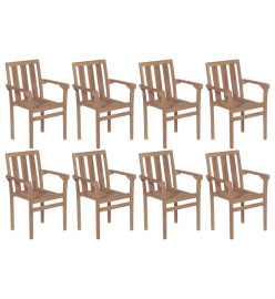 Chaises de jardin empilables avec coussins 8 pcs Teck solide