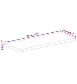 Dessus de table 70x40x2,5 cm rectangulaire bois massif d'acacia