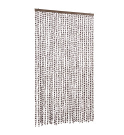 Rideau anti-mouches taupe et blanc 118x220 cm chenille