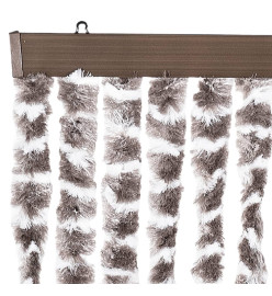 Rideau anti-mouches taupe et blanc 118x220 cm chenille