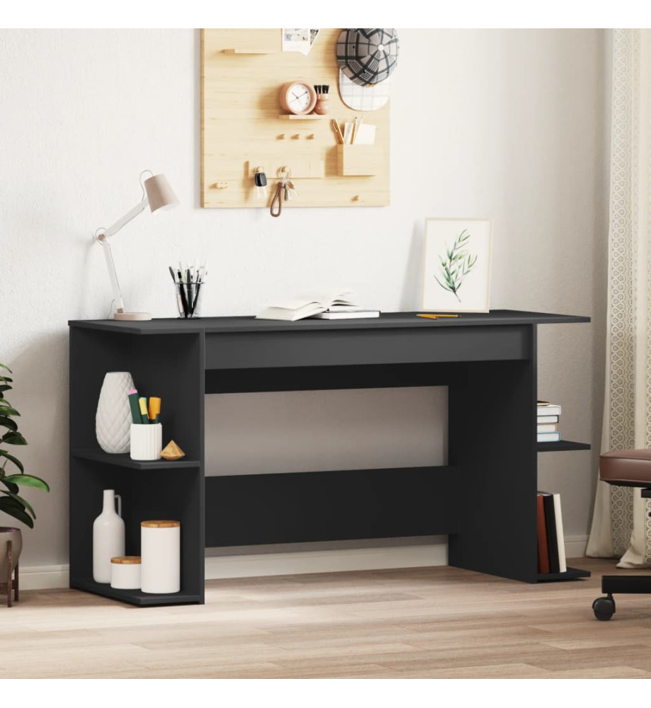 Bureau noir 140x50x75 cm bois d'ingénierie