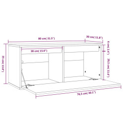 Armoire murale Blanc 80x30x35 cm Bois de pin massif