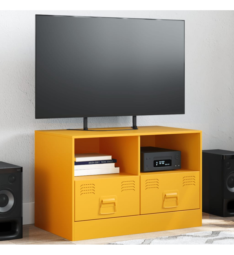 Meuble TV jaune moutarde 67x39x44 cm acier