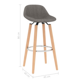 Tabourets de bar lot de 2 gris clair tissu