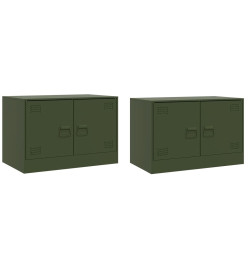 Meubles TV 2 pcs vert olive 67x39x44 cm acier