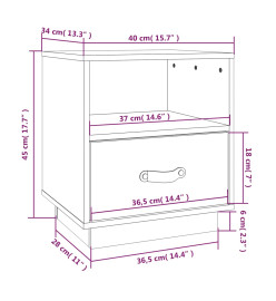 Table de chevet Noir 40x34x45 cm Bois de pin massif