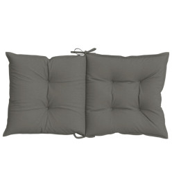 Coussins de chaise à dossier bas lot de 2 gris foncé mélangé