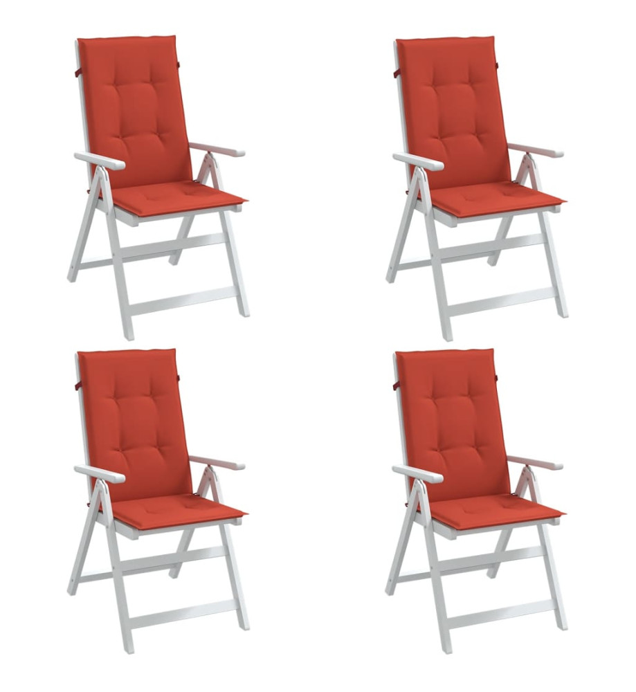 Coussins de chaise à dossier haut lot de 4 rouge mélangé tissu