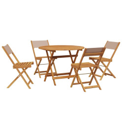 Ensemble à manger de jardin 5 pcs taupe tissu et bois massif