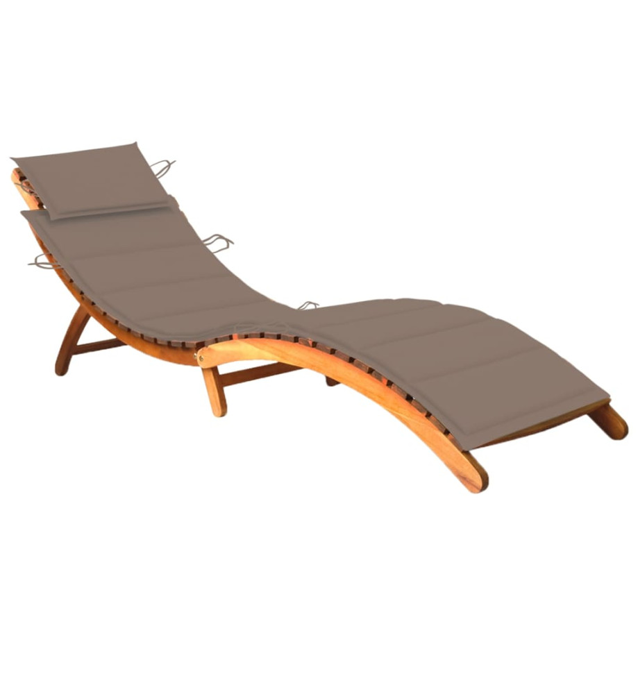 Chaise longue de jardin avec coussin Bois d'acacia solide Chaise longue de jardin avec coussin Bois d'acacia solide