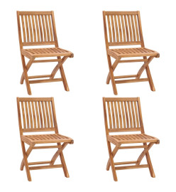 Chaises pliables de jardin avec coussins 4 pcs Teck solide