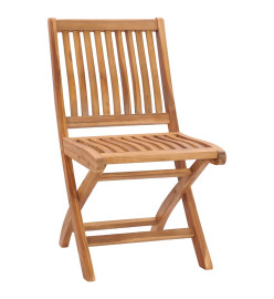Chaises pliables de jardin avec coussins 4 pcs Teck solide