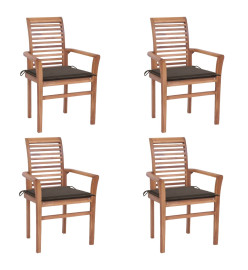 Chaises à dîner 4 pcs avec coussins taupe Bois de teck solide