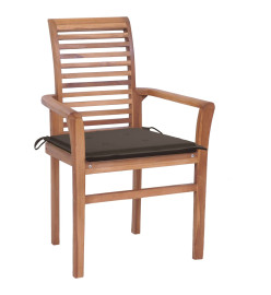 Chaises à dîner 4 pcs avec coussins taupe Bois de teck solide