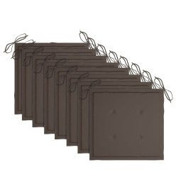Chaises à dîner 8 pcs avec coussins taupe Bois de teck solide