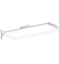 Dessus de table 80x40x3,8 cm rectangulaire bois massif d'acacia