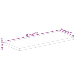 Dessus de table 80x30x3,8 cm rectangulaire bois massif d'acacia