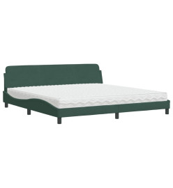 Lit avec matelas vert foncé 200x200 cm velours