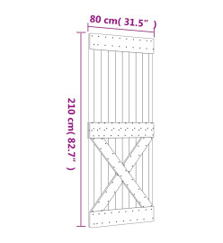 Porte coulissante et kit de quincaillerie 80x210 cm pin massif