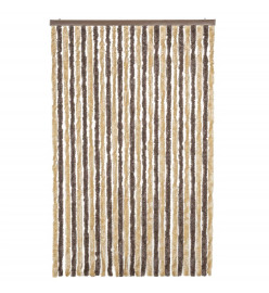 Rideau anti-mouches marron foncé et beige 118x220 cm chenille