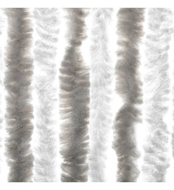 Rideau anti-mouches gris clair et blanc 118x220 cm chenille