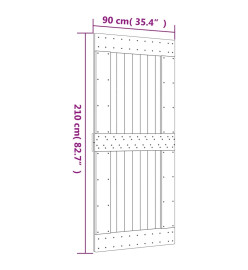 Porte coulissante et kit de quincaillerie 90x210 cm pin massif