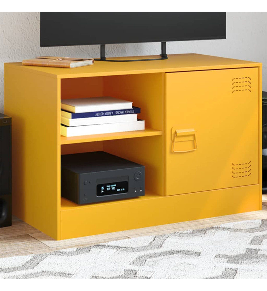 Meuble TV jaune moutarde 67x39x44 cm acier