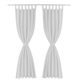 2 pcs Rideau à Passant Micro Satin Blanc 140 x 175 cm