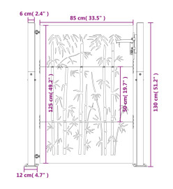 Portail de jardin 105x130 cm acier corten design de bambou