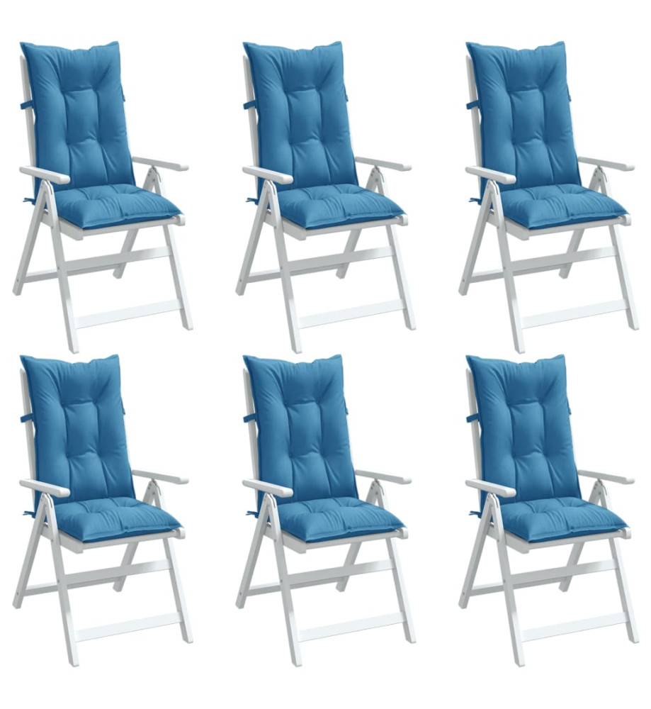 Coussins de chaise à dossier haut lot de 6 bleu mélangé tissu