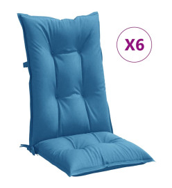 Coussins de chaise à dossier haut lot de 6 bleu mélangé tissu