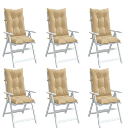 Coussins de chaise à dossier haut lot de 6 beige mélangé tissu