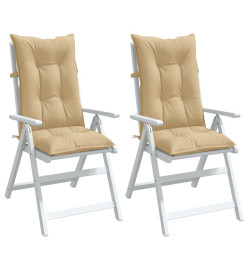 Coussins de chaise à dossier haut lot de 2 beige mélangé tissu