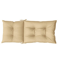 Coussins de chaise à dossier haut lot de 2 beige mélangé tissu