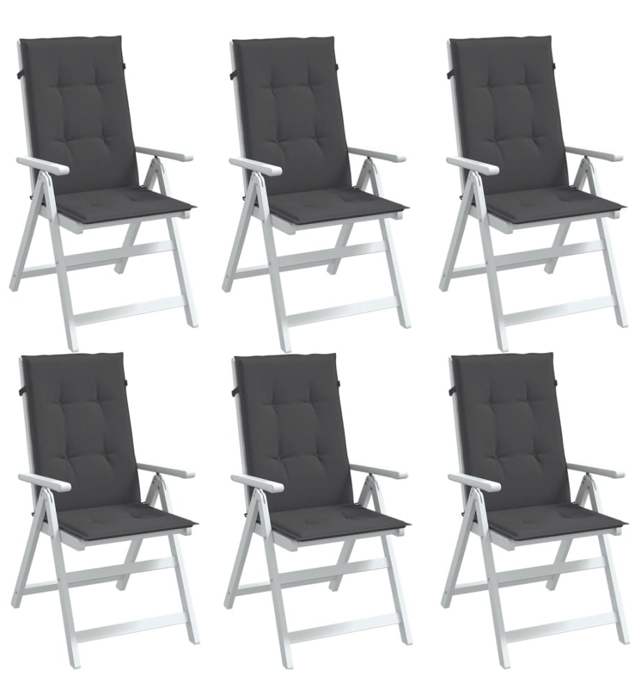 Coussins de chaise à dossier haut lot de 6 anthracite mélangé