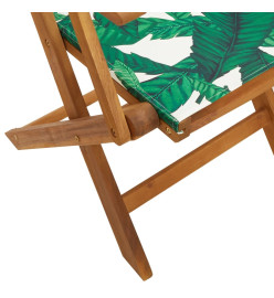 Ensemble de bistro 3 pcs motif de feuilles tissu et bois massif