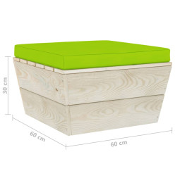 Repose-pied palette de jardin avec coussin Épicéa imprégné