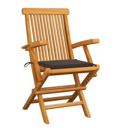 Chaises de jardin avec coussins taupe 4 pcs Bois de teck massif