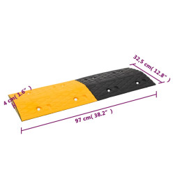 Ralentisseurs 4 pcs Jaune et noir 97x32,5x4 cm Caoutchouc