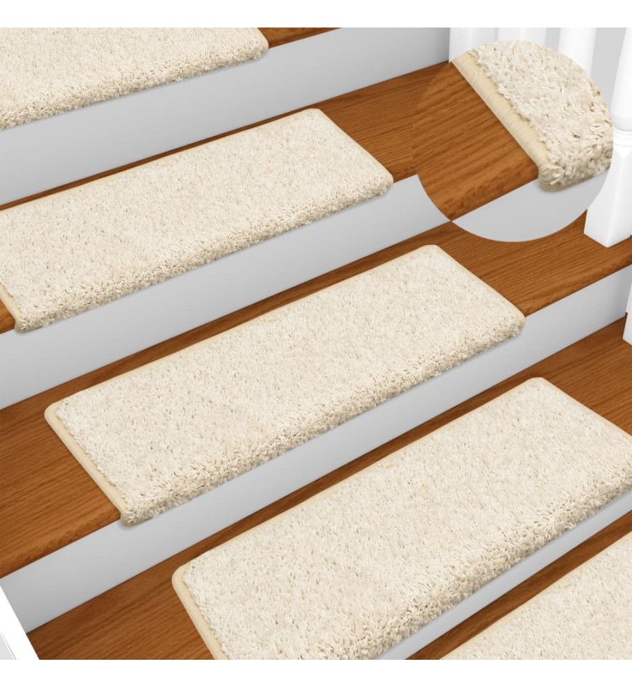 Tapis d'escalier 15 pcs 65x21x4 cm Blanc