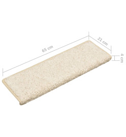 Tapis d'escalier 15 pcs 65x21x4 cm Blanc