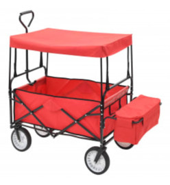 Chariot à main pliable avec toit Acier Rouge