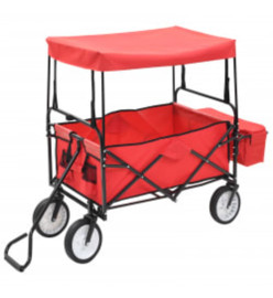 Chariot à main pliable avec toit Acier Rouge