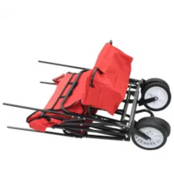 Chariot à main pliable avec toit Acier Rouge